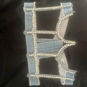 denim diamond embellished bustier